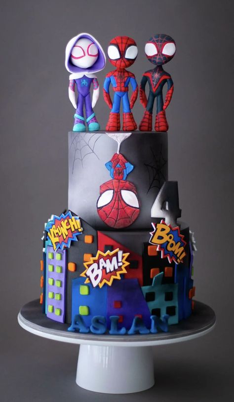 Spiderman Birthday Party Decorations, Friends Birthday Cake, Spiderman Birthday Cake, 5th Birthday Cake, Superhero Birthday Cake, 4th Birthday Cakes, Spiderman Birthday Party, Friends Cake, Superhero Cake