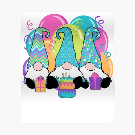 "Birthday Gnomes 3 Nordic Gnomes Birthday Cake Balloons" Sticker by funnytshirtemp | Redbubble Birthday Gnomes, Birthday Cake Balloons, Sympathy Card Sayings, Gnome Birthday, Cake Balloons, Confetti Wall, Merry Chistmas, Cookie Cake Birthday, Nordic Gnomes