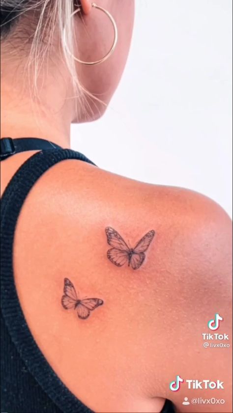 Butterfly Tattoos On Arm, Butterfly Tattoo On Shoulder, Basic Tattoos, Small Shoulder Tattoos, Butterfly Tattoos For Women, Petite Tattoos, Small Tattoos Simple, Infinity Tattoos, Wrist Tattoos For Women