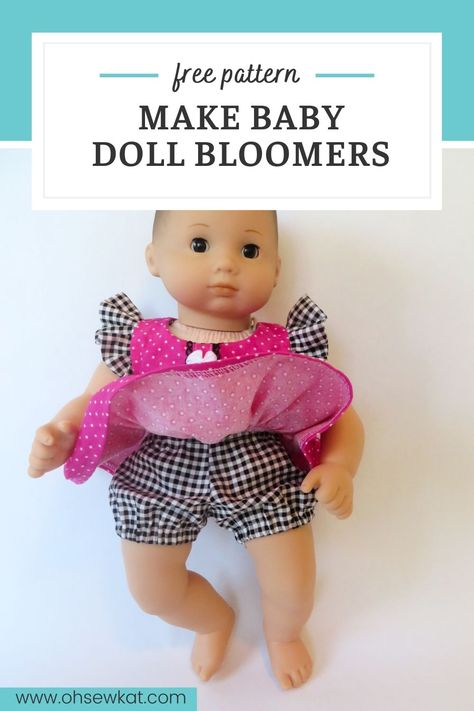 Bloomers Sewing Pattern, Baby Bloomers Pattern, Baby Born Clothes, Bitty Baby Clothes, Bitty Twins, Baby Doll Clothes Patterns, Girls Clothes Patterns, Doll Patterns Free, Doll Clothes Patterns Free