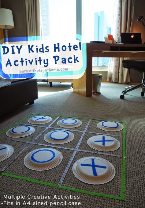 DIY Kids Hotel Activity Pack. Creative activities for kids while you travel. Babysitting Activities, Indoor Fun, Rainy Day Activities, Diy Games, Indoor Games, Activity Pack, Cool Ideas, Indoor Activities, Creative Activities