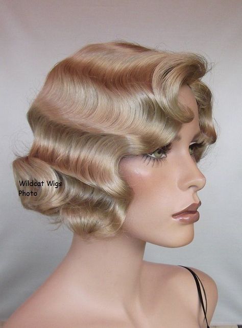 Champagne Blond, 20s Hair, Flapper Hair, Gatsby Hair, Finger Wave Hair, Finger Wave, 1920s Hair, Hollywood Hair, Champagne Blonde