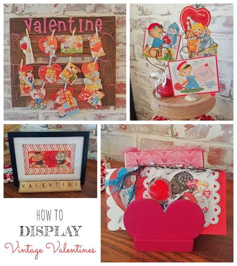 Diy Vintage Valentine Cards, Display Vintage Valentine Cards, Vintage Valentine Postcards, Valentines Day Vintage, Framed Scrapbook Paper, Vintage Animal Valentines, Vintage Valentines Cardstock Papers, Pink Scrapbook, Vintage Valentine Crafts