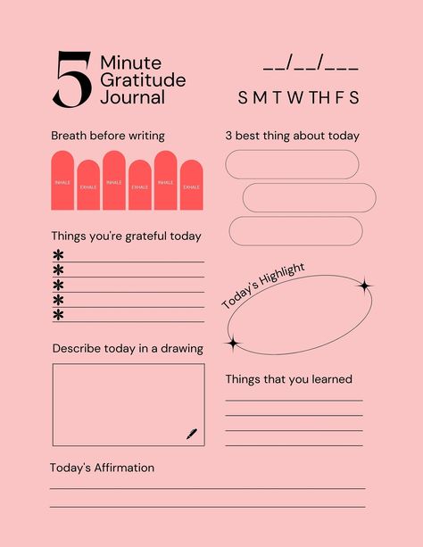 A simple and effective way to practice gratitude while traveling. This 5-minute journal includes prompts to help you reflect on your experiences, connect with your loved ones, and appreciate the beauty of the world around 5 Minute Journal Template, Digital Journal Ideas, 5 Minute Gratitude Journal, 5 Minutes Journal, Reflective Journal, Daily Prompts, Journal Questions, Financial Life Hacks, Journal Writing Prompts