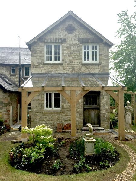 Porch With Glass Roof, Glass Porch Roof, Front Porch Pergola, Country House Exterior, Glass Porch, Porch Canopy, Oak Framed Buildings, Exterior House Remodel, Garden Canopy