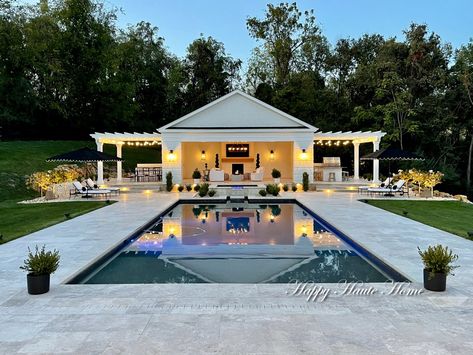 Pool Pavillion, Hamptons Pool, Pool And Pool House, River Pool, Pool Cabanas, Building A Swimming Pool, Pool House Designs, Pool House Plans, Pool Cabana