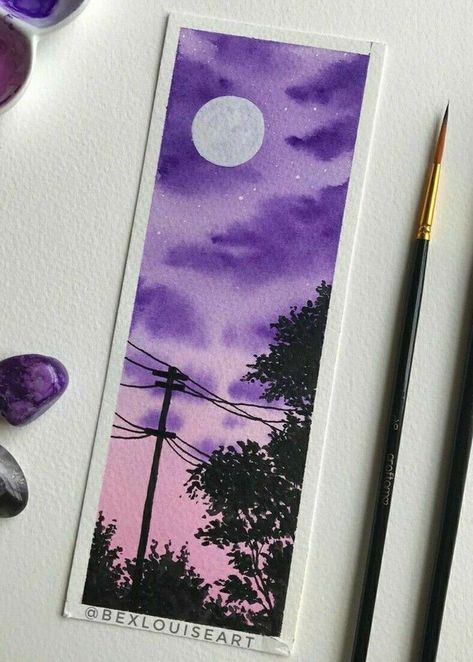 Painting Bookmarks, Canvas Painting For Beginners, Sky Art Painting, Canvas For Beginners, Seni Dan Kraf, Beautiful Art Paintings, Diy Watercolor Painting, Painting For Beginners, Canvas Painting Designs