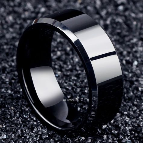 Fashion Jewelry Titanium Steel Rings for Men Black Gold Plated Stainless Steel Ring Black Rings For Women, Ring Man, Ring Sling, Ring Men, Charm Rings, Titanium Rings, Womens Wedding Bands, Mua Sắm, Jewelry Ring