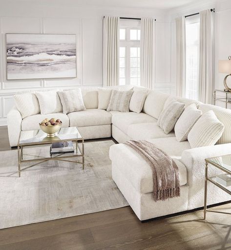 Ethan Sectional Sofa Value City, Oversized Sectional Sofa Living Rooms, Beige Sectional Living Room, White Couch Living Room, Ashley Furniture Sectional, Oversized Sectional, Oversized Sectional Sofa, Comfy Sectional, White Sectional