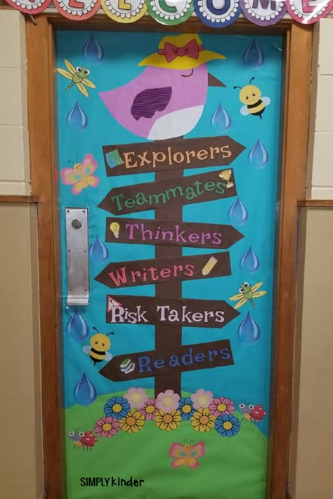 Class Door Decorations - Simply Kinder Disney Door Decorations, Door Decoration For Preschool, Kindergarten Door, Class Door Decorations, Preschool Door, Spring Door Decoration, Classroom Door Ideas, Class Door, Diy Classroom Decorations