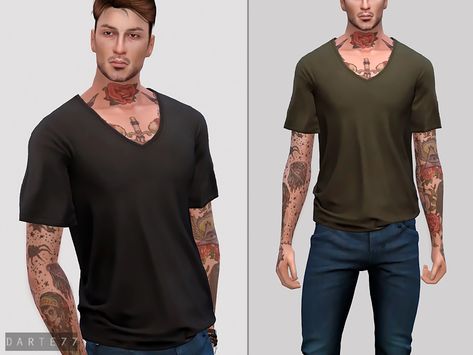 Darte77's V Neck T-Shirt Sims 4 Men Clothing, Sims 4 Stories, Masculine Clothing, Sims 4 Male Clothes, V Neck Tshirt, Brogue Boots, The Sims 4 Download, Sims4 Clothes, Sims 4 Cc Packs