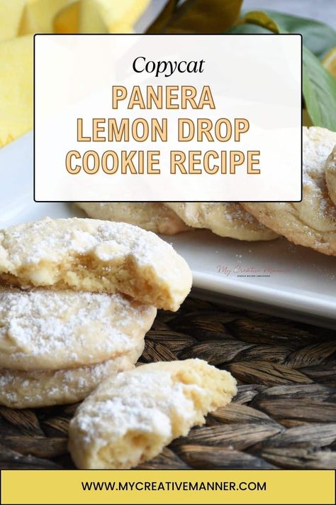 Lemon Cookies Panera, Lemon Drop Cookies Panera, Panera Bread Lemon Drop Cookie Recipe, Lemon Drop Cookies Recipes, Panera Lemon Drop Cookie Recipe, Italian Lemon Drop Cookies, 2024 Cookies, Crumbl Copycat, Insomnia Cookies