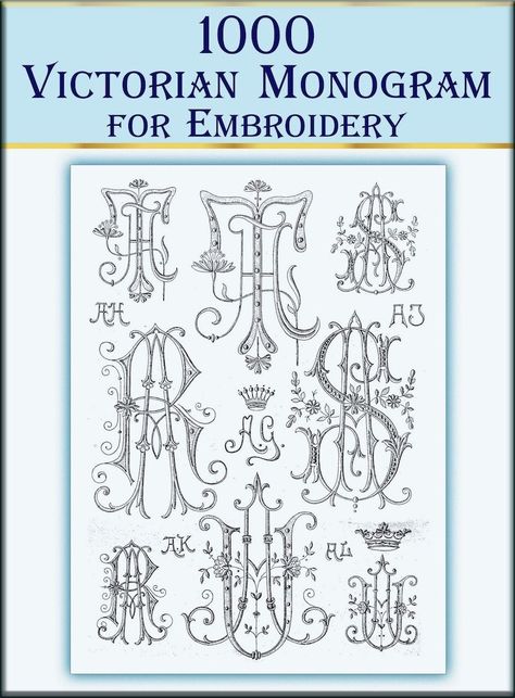 Vintage monogram fonts for hand embroidery on Etsy. 1000+ designs to choose #Victorian_Monogram #Hand_Embroidery_Letters #Vintage_Embroidery_Transfers #Victorian_Pattern Victorian Monogram, Hand Embroidery Letters, Vintage Embroidery Transfers, Monogram Embroidery, Pattern Stamping, Embroidery Alphabet, Embroidery Letters, Embroidery Book, Victorian Vintage