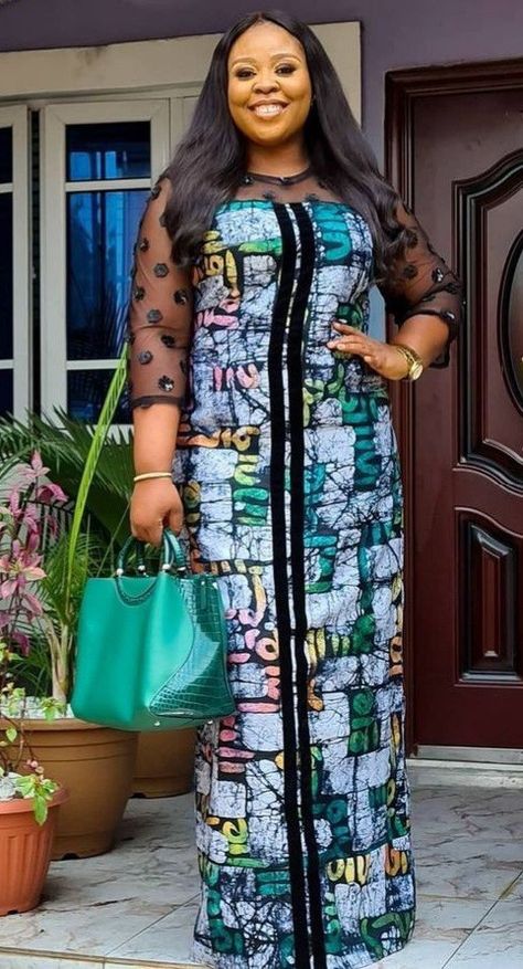 Ankara Long Free Gown Styles For Women, Ankara For Women, Latest Material Gown Styles, Kampala Gown Styles For Ladies, African Women Fashion, Materials Gown Style, Kaftan Styles, Bubu Gown Styles, Ankara Long Gown Styles