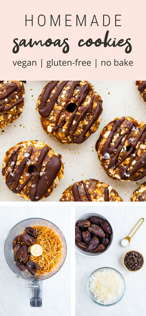 Desserts With Dates, Homemade Samoas, Dates Chocolate, Caramel Delights, Sweet Bites, Healthy Sweet Treats, Bake Cookies, Healthy Sweets Recipes, Coconut Recipes