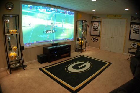 My Packers Man Cave aka The Drew Cave aka Packer Heaven! Packers Man Cave, Green Bay Packers Man Cave, Green Bay Packers Room, Home Bar Designs Diy, Man Cave Bar Diy, Classy Man Cave, Man Cave Ideas, Ultimate Man Cave, Man Cave Basement