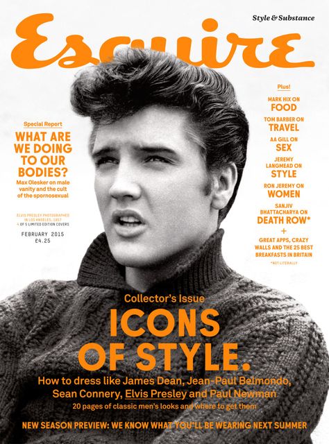 Elvis Presley - Esquire Magazine Cover [United Kingdom] (2 February 2015) Esquire Magazine Cover, Esquire Cover, Esquire Uk, Jailhouse Rock, Film Icon, Elvis Presley Pictures, Cover Boy, Esquire Magazine, King Of Music