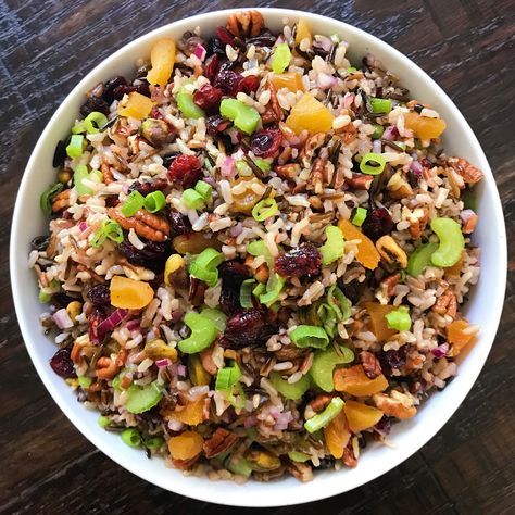 Wild Rice Salad with Cranberries & Pecans | healthyGFfamily.com Wild Rice Salad Recipe, Salad With Cranberries, Wild Rice Recipes, Rice Salad Recipes, Healthier Treats, Wild Rice Salad, Christmas Salads, Cold Salad, Pecan Recipes