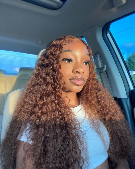 Brown Lacefront Wig, Brown Deep Wave Wig Hairstyles, Light Brown Honey Blonde Lace Front Wig, Brown Curly Lace Front Wig, Light Brown Water Wave Wig, Brown Curly Wigs For Black Women, Chocolate Brown Deep Wave Wig, Brown Wig Styles, Wig Hairstyles Brown