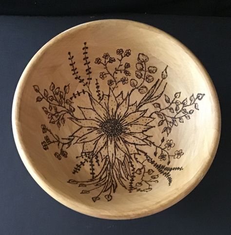 Pyrography Wooden Bowls, Botanical Wood Burning, Pyrography Flowers Wood Burning, Witchy Pyrography, Large Pyrography Art, Yoga Lover Gift, Pyrography Patterns, Wood Burn Designs, Wood Burning Crafts