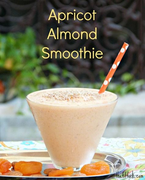 Apricot & Almond Smoothie -- a sweet and creamy start to your morning or for a post-workout snack. For the recipe, use fresh apricot slices that are flash frozen or soaked dried apricots. | thefitfork.com Apricot Trees, Nectarine Recipes, Smoothie Recipies, Almond Snack, Apricot Smoothie, Dried Apricot, Apricot Recipes, Almond Smoothie, Almond Chocolate