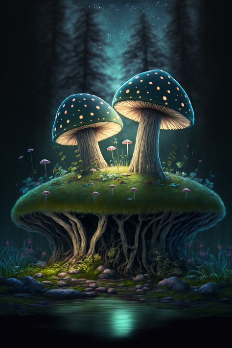 Glowing Mushroom Forest, Mushroom Island, Realistic Mushroom, Iphone Wallpaper King, Mushroom Land, Fungi Illustration, Surreal Digital Art, Fantasy Mushroom, Colorful Mushrooms