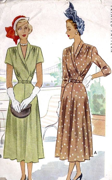 McCall 7183 40s Mode, Patron Vintage, Fashion 1940s, 1940's Fashion, Fur Coat Vintage, Vintage Dress Patterns, 40s Fashion, 1940s Dresses, Retro Mode