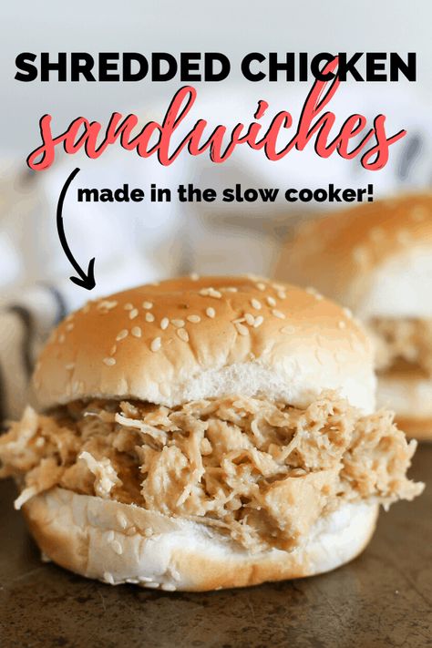 Crock Pot Shredded Chicken Sandwiches, Concession Stand Food Ideas Crock Pot, Stovetop Stuffing, Cleverly Simple, Shredded Chicken Sandwiches, Shredded Chicken Crockpot, Sandwich Cream, Chicken Sandwich Recipe, Hot Chicken Sandwiches