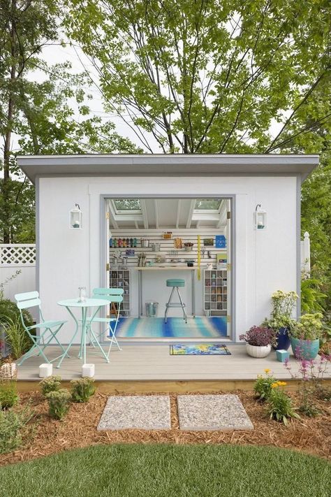 60 Pinterest Viral Office Shed Ideas - Cozy Home 101 She Shed Ideas, Backyard Getaway, Art Shed, Build Your Own Shed, Shed Ideas, Craft Shed, Studio Shed, Backyard Studio, Backyard Office