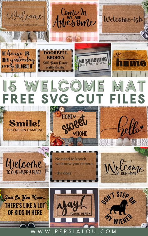 15 Free Welcome Mat SVG Cut Files - Make your own doormats with these free designs and your Cricut or Silhouette! Diy Welcome Mat, Chalking Ideas, Free Cricut Images, Svgs Free, Circuit Crafts, Stencil Vinyl, Weekend Crafts, Cricut Expression, Cricut Craft