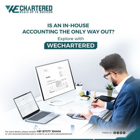 Outsourced accounting provides continuous work of a high standard. as we only hire highly qualified and regularly updated CPAs, so our clients receive superior accounting services. Connect with us: +91 9717710444/ info@wechartered.com Accounting Poster Design, Accounting Services Poster, Accounting Social Media Post, Accounting Images, Dentist Social Media, Accounting Education, Hiring Poster, Accounting Office, Accounting Course