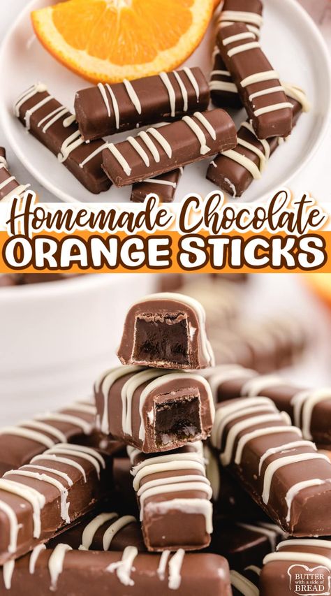 Homemade Chocolate Orange Sticks are made with a delicious orange jelly filling dipped in melted chocolate. Simple chocolate candy recipe that is so easy to make! Chocolate Orange Jelly Sticks Recipe, Sees Candies Recipes, Orange Jelly Candy, Orange Chocolate Truffles, Orange Candy Recipe, Candied Oranges Dipped In Chocolate, Sweet Candy Recipes, Jelly Chocolate Candy, Recipes With Melting Chocolate