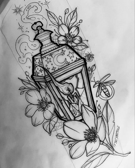 Lantern Tattoo Design Traditional, Halloween Cover Up Tattoo, Halloween Lantern Tattoo, Tattoo Ideas Female Sleeve Filler, Witchy Lantern Tattoo, Mushroom Nature Tattoo, Colorful Witch Tattoo, Spooky Lantern Tattoo, Lantern Tattoo Neotraditional