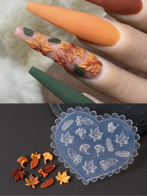 3d Autumn Nails, 3d Fall Nails, Moms Nails, Nail Art Stencils, Chic Nail Designs, Wood Nails, Gel Nail Art Designs, Fall Nail Trends, Vibrant Nails