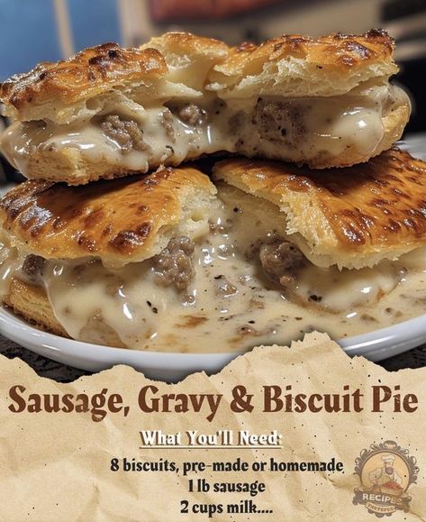 Sausage Gravy And Biscuit Pie, Biscuit Pie, Best Biscuits And Gravy, Sausage Gravy And Biscuits, Recipes Sausage, Breakfast Casseroles, Sausage Gravy, Paula Deen, Breakfast Recipes Casserole