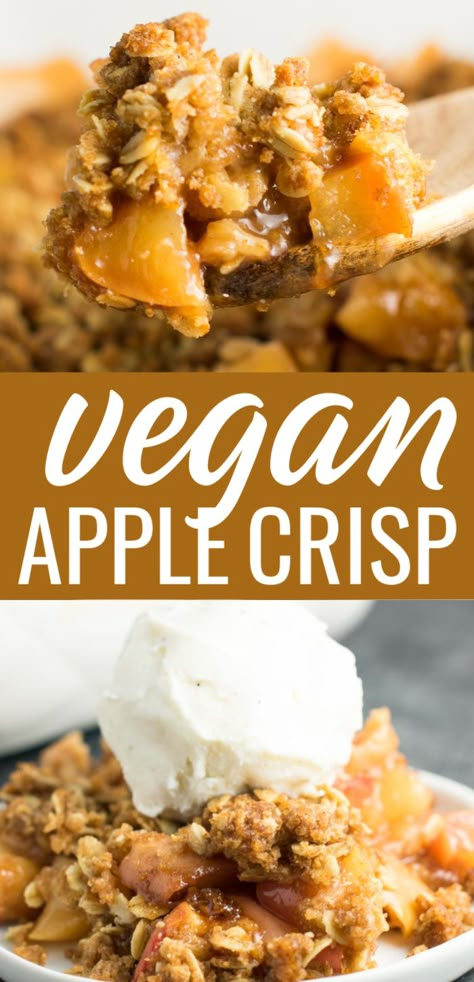 Best Vegan Apple Crisp, Vegan Apple Crisp Easy, Easy Vegan Apple Dessert, Vegan Apple Recipes Easy, Vegan Desserts Thanksgiving, Easy Vegan Thanksgiving Dessert, Vegan Apple Desserts, Vegan Apple Dessert Recipes, Vegan Apple Recipes