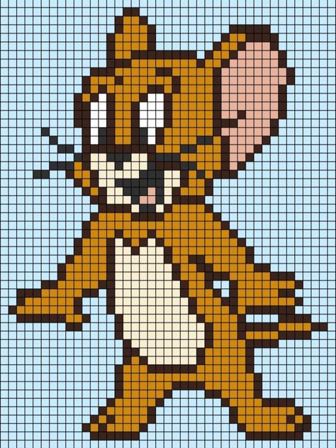 Tom And Jerry Knitting Pattern, Tom And Jerry Cross Stitch Pattern, Luffy Graph Pattern, Tom And Jerry Pixel Art, Crochet C2c Pattern, Crochet Patterns Baby Boy, Graph Paper Drawings, Baby Cross Stitch Patterns, Crochet Cat Pattern