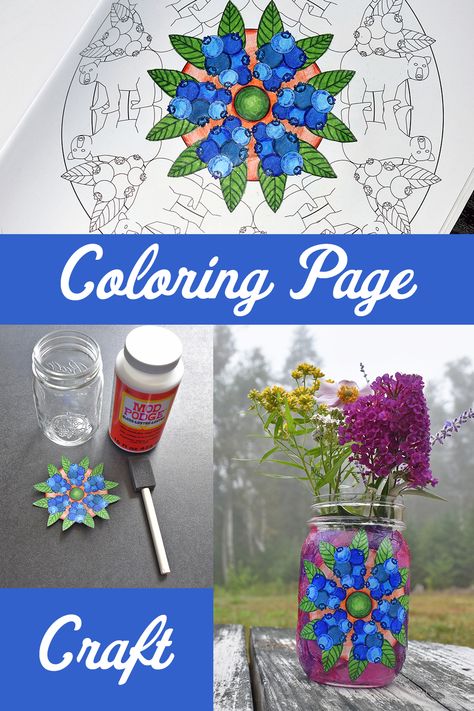 Coloring Glass Jars, Jar Coloring Page, Stain Mason Jars Diy Glass Paint, Retirement Hobbies, Mandala Art On Glass Jar, Easy Mason Jar Crafts, Mason Jar Craft, Coloring Crafts, Mandala Coloring Books Finished