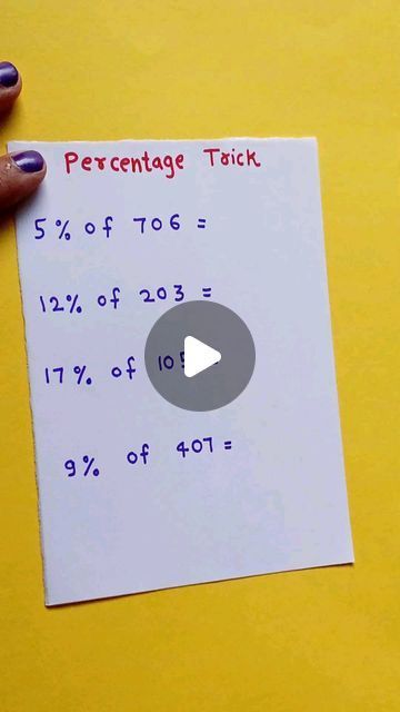 M  A  T  H  S 📝 on Instagram: "Percentage hack😉 @study_with_ishu__  .  .  #viralreels #viralvideos #trendingreels #percentage #explorepage✨ #explorepage #viral #trick #tricks #mathematics #mathsteacher #mathslover #mathmemes #studywithishu" Percentages Math Trick, Math Tricks Hacks, Percentage Tricks, Percentage Formula, Mathematics Tricks, Mental Math Tricks, Learning Challenge, Percentages Math, Maths Tricks