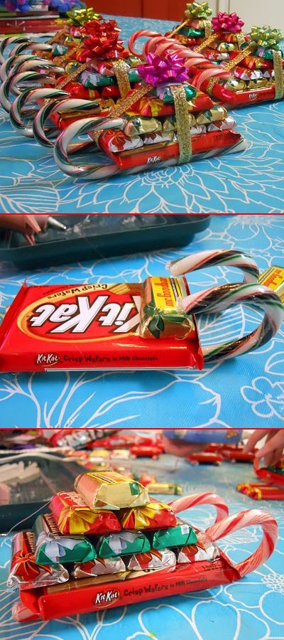 Candy Sleighs by Ellyn's Place - created via http://pinthemall.net Candy Sleigh, Diy Christmas Gifts For Friends, Candy Cane Sleigh, Easy Homemade Christmas Gifts, Diy Christmas Presents, Diy Bebe, Diy Gifts For Friends, Navidad Diy, Diy Teacher Gifts