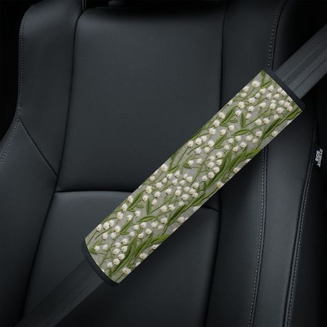 Lily of the Valley Seat Belt Cover, Cottagecore SeatBelt Cover Green, Boho Floral Car Seat Belt Strap Cover Sage, Car Gift, Faux Embroidery -  #Belt #Boho #Car #Cottagecore #cover #Embroidery #Faux #Floral #gift #Green #Lily #Sage #Seat #SeatBelt #Strap #Valley Cute Seatbelt Cover, Sage Green Car Interior Decor, Green Car Accessories Interior, Frog Car Decor, Sage Green Car Decor, Car Interior Accessories Aesthetic, Green Car Interior Decor, Cottagecore Car Decor, Backseat Car Decor