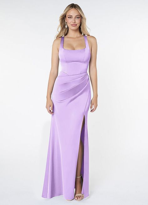 Elegant Lavender Floor-length Dress, Azazie Lavender Bridesmaid Dresses, Fitted Lavender Floor-length Maxi Dress, Azazie Lilac Bridesmaid Dresses, Lilac Bridesmaid Dress, Light Purple Bridesmaid Dresses, Dusty Rose Bridesmaid Dress, Purple Floor-length Maxi Dress With Ruched Bodice, Rose Bridesmaid Dress