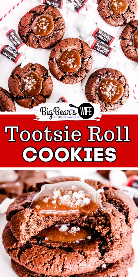 tootsie roll cookies Tootsie Roll Cookies, Tootsie Roll Gift Ideas, Chocolate Cookie Dough Recipe, Forgotten Cookies, Chocolate Thumbprint Cookies, Tootsie Rolls, From Zero To Hero, Slow Cooker Recipes Dessert, Zero To Hero