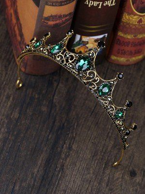 Very Elegant Czech Rhinestones Wedding Headpieces - Hebeos Green Tiara, Style Vert, Crown For Women, Gold Tiara, Bride Headpiece, Rhinestone Tiara, Crystal Headpiece, Crystal Tiaras, Crystal Crown