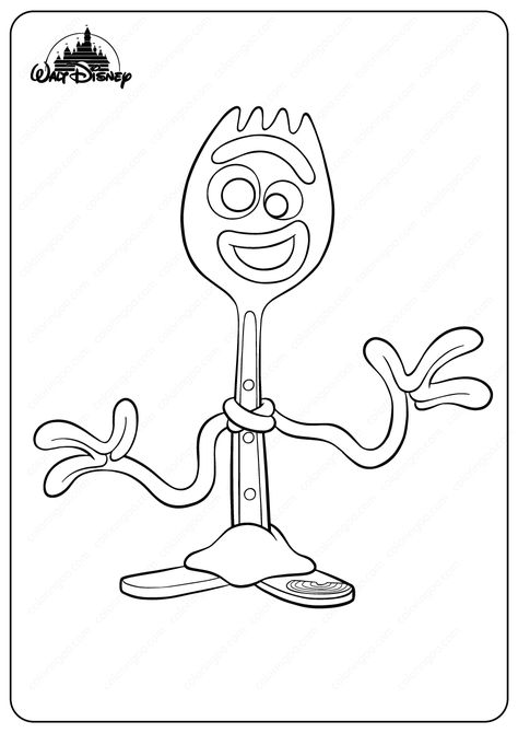 Toy Story Forky Coloring Pages  #disney #forky #toystory #disney #pixar #coloringpages #drawing #cartoon #girls #printable #pdf Forky Toy Story Drawing, Cricut Cutouts, Toy Story Tattoo, Toy Story Coloring Pages, Disney Prom, 30 Day Art Challenge, Camping Coloring Pages, Dibujos Toy Story, Easy Disney Drawings