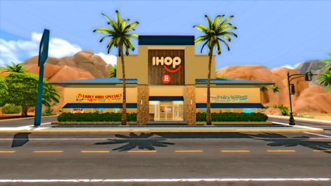 Ihop Food, La Fitness Gym, Sims 4 Restaurant, The Sims 4 Lots, Indoor Track, Sims 4 Studio, Sprouts Farmers Market, Sims House Plans, Sims 4 Cc Furniture