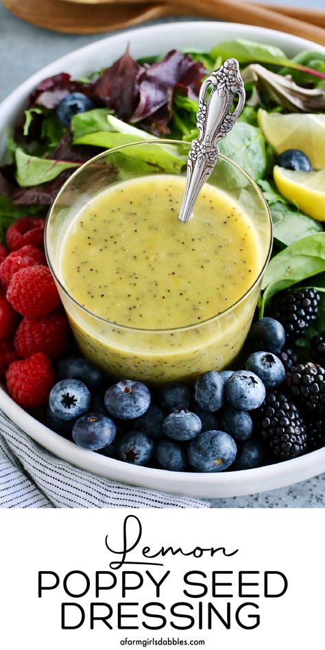 Lemon Poppyseed Dressing Recipe, Poppyseed Dressing Recipe, Poppyseed Salad Dressing, Lemon Poppy Seed Dressing, Lemon Salad Dressings, Seed Salad, Poppyseed Dressing, Homemade Sauce Recipes, Poppy Seed Dressing