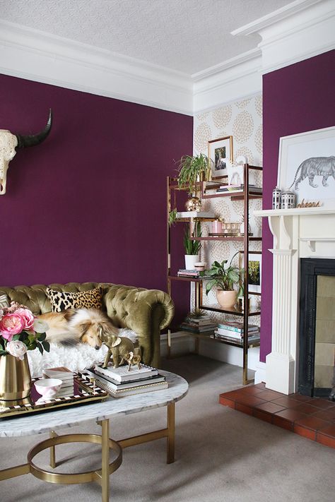 Living Room With Gold Accents, Plum Living Rooms, Room With Gold Accents, Plum Living Room, Plum Living, Purple Living Room, Small Modern Living Room, Living Room Images, Living Room Furniture Layout