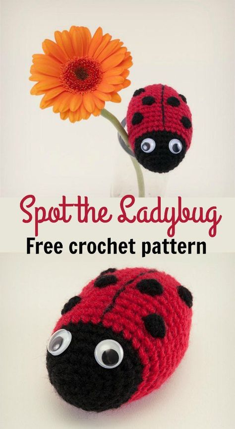 Free crochet pattern, Spot the Ladybug.  Ideal beginner amigurumi crochet pattern. Beginner Amigurumi, Coin Purse Crochet Pattern, Crochet Ladybug, Stuff Toys, Diy Crochet Patterns, Micro Crochet, Crochet Decrease, Fun Crochet Projects, Crochet Bear