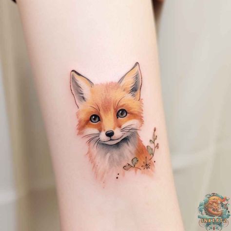 Fox Forest Tattoo, Baby Fox Tattoo, Cute Fox Tattoo, Small Fox Tattoo, Red Fox Tattoos, Watercolor Fox Tattoos, Robin Tattoo, Fox Tattoos, Fox Tattoo Design